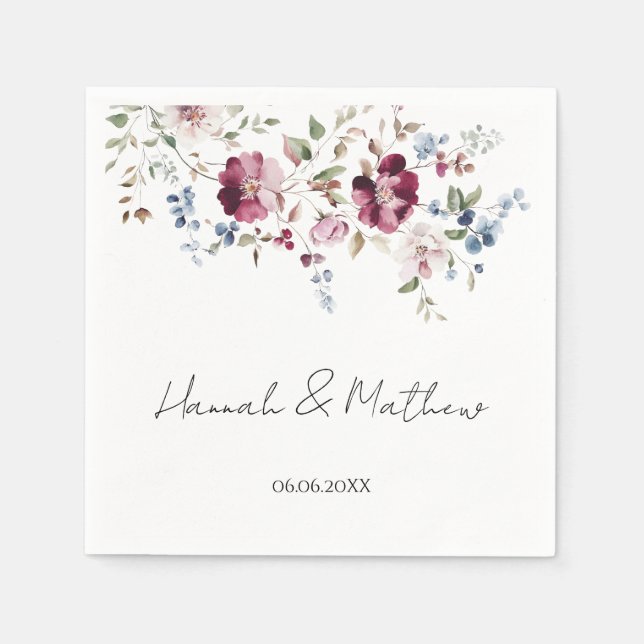 Delicate Floral Garden  Wedding Paper Napkin (Front)
