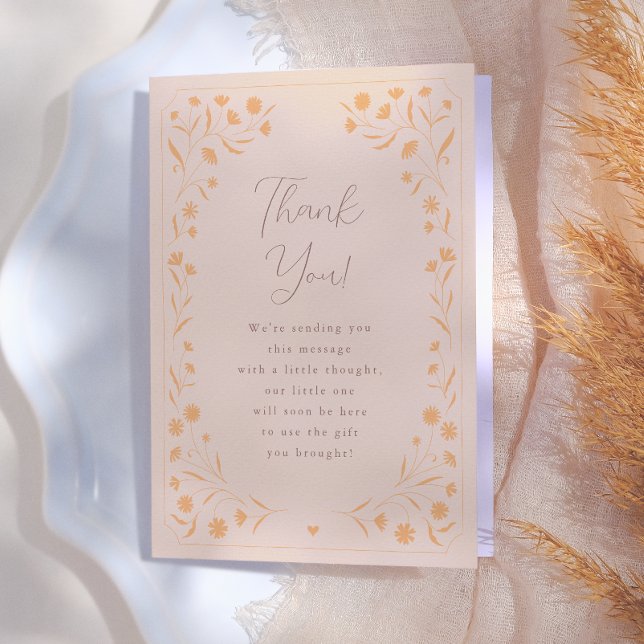 Delicate Floral Hand Drawn Storybook Baby Shower Thank You Card (Creator Uploaded)