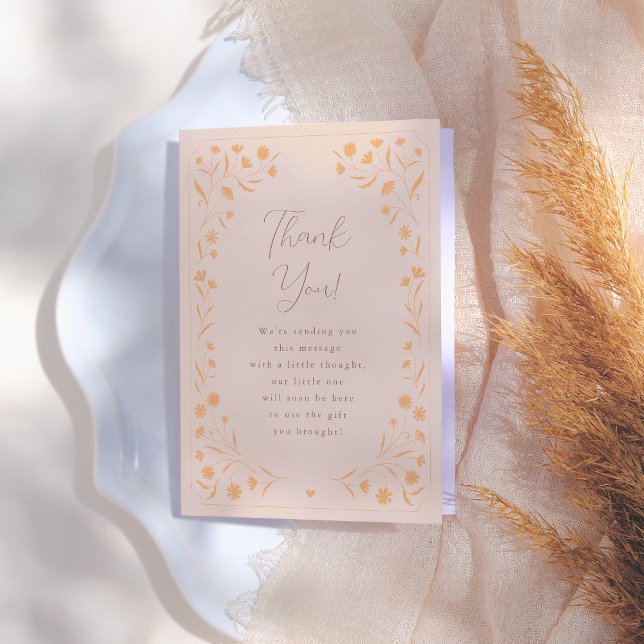 Delicate Floral Hand Drawn Storybook Baby Shower Thank You Card (Creator Uploaded)