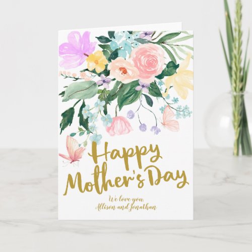 Delicate Floral Happy Mothers Day Holiday Card
