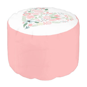 Delicate Floral Heart Pouf