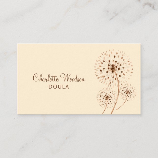 Delicate Floral Illustration Doula Birth Midwife B Business Card (Front)