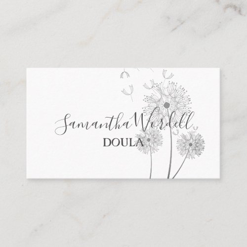 Delicate Floral Illustration Doula Birth Midwife Business Card