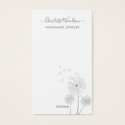 Delicate Floral Illustration Earring Display Card