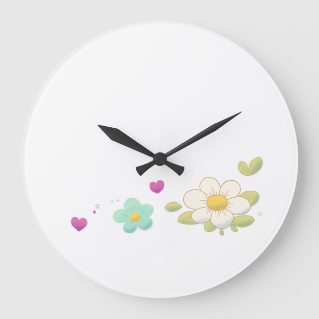 Delicate Floral Illustration Wall Clock – Nature (Front)