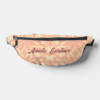 Delicate floral kaleidoscope pink yellow pattern fanny pack