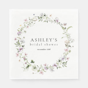 Delicate Floral Lavender Bridal Shower Napkins