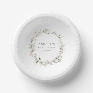 Delicate Floral Lavender Bridal Shower Paper Bowls