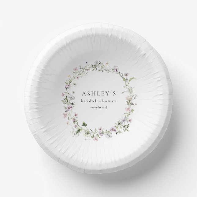 Delicate Floral Lavender Bridal Shower Paper Bowls (Front)