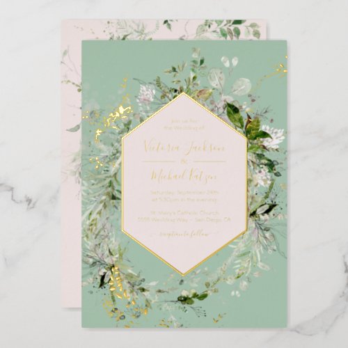 Delicate Floral Meadow Wedding Foil Invitation