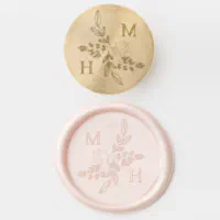 Delicate Bride and Groom Initials Monogram Wedding Wax Seal Sticker