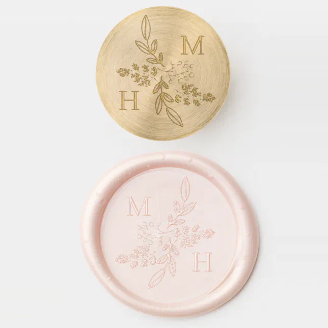 Delicate Floral Monogram Wedding Wax Seal Stamp | Zazzle