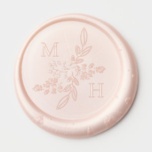 Delicate Floral Monogram Wedding Wax Seal Sticker