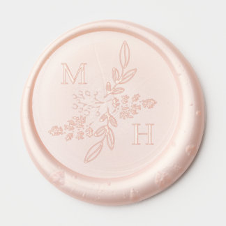 Delicate Floral Monogram Wedding Wax Seal Sticker