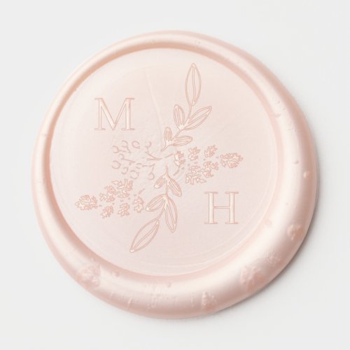 Delicate Floral Monogram Wedding Wax Seal Sticker