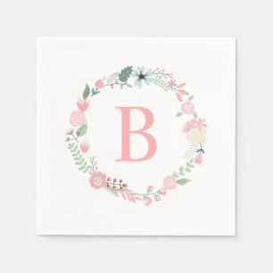 Delicate Floral Monogrammed Wreath Napkins