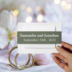 Delicate Floral on Olive Green Invitation Belly Band