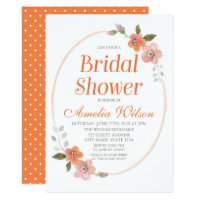 Delicate Floral Orange Bridal Shower Invitation