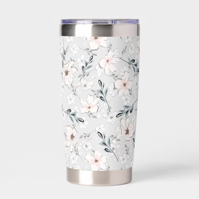 Delicate floral pattern.  insulated tumbler (Front)