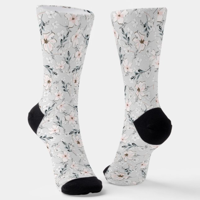 Delicate floral pattern.  socks (Angled)