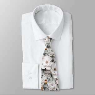 Delicate floral pattern. White flowers on a light Neck Tie