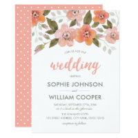 Delicate Floral Peach Wedding Invitation
