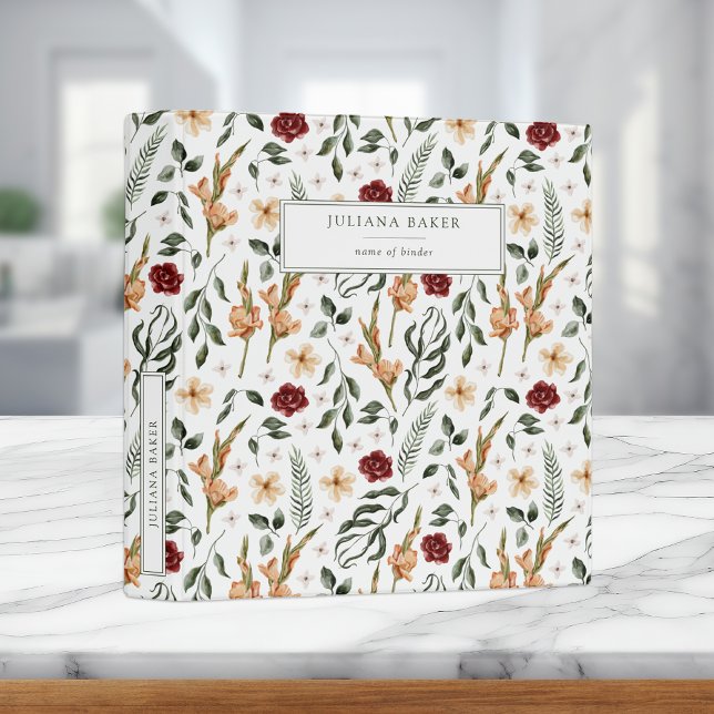 Delicate Floral Personalized 3 Ring Binder (Creator Uploaded)