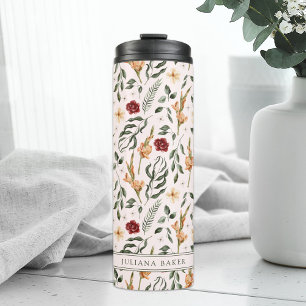 Delicate Floral Personalized Thermal Tumbler