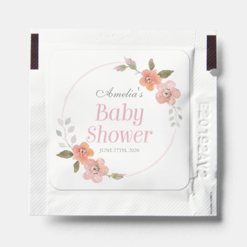 Delicate Floral Pink Baby Shower Hand Sanitizer Packet