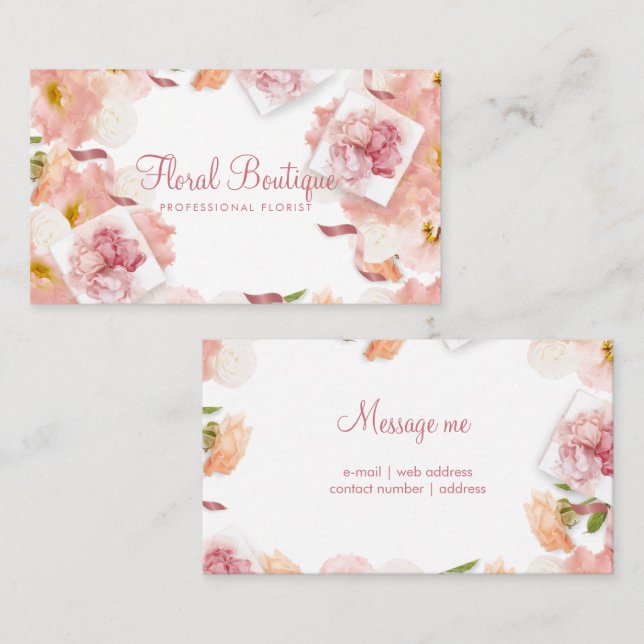 Delicate Floral Professional Florist Business Business Card (Front/Back)