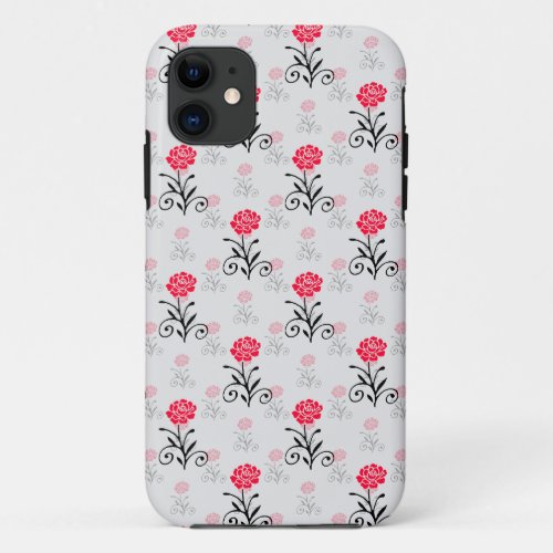 Delicate Floral Red Flower Pattern iPhone 11 Case