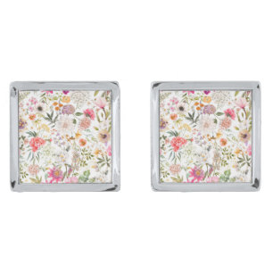 Delicate Floral Seamless Pattern Cufflinks