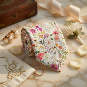 Delicate Floral Seamless Pattern Neck Tie