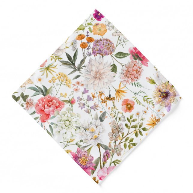 Delicate Floral Seamless Pattern Pocket Square Bandana (Front)