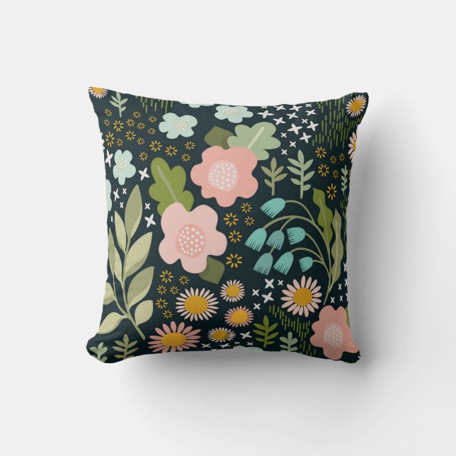 Delicate Floral: Seamless Vintage Beauty. Throw Pillow (Front)