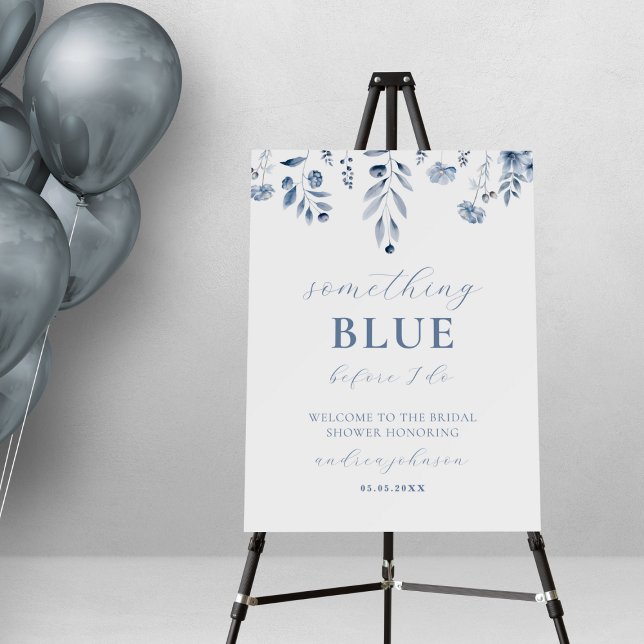 Delicate Floral Something Blue Bridal Shower Sign (Creator Uploaded)
