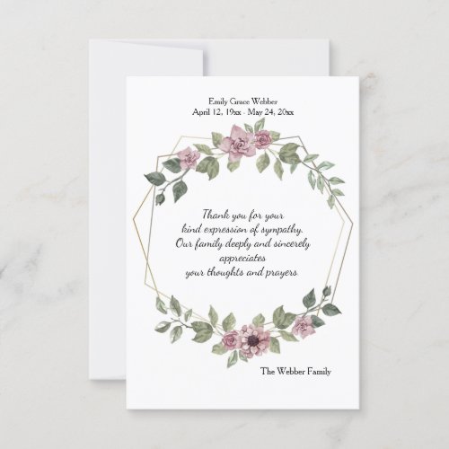 Delicate Floral Sympathy Thank You Card