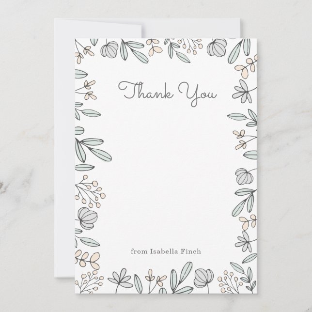 Delicate Floral Thank You Card (Front)