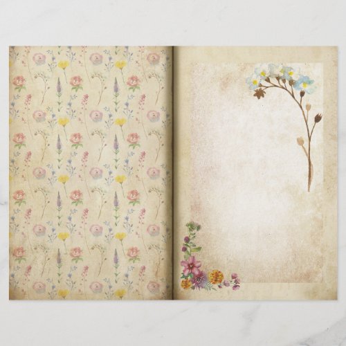 Delicate Floral Vintage Style Journal Page