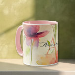 Delicate Floral Watercolor Monogram Mug at Zazzle