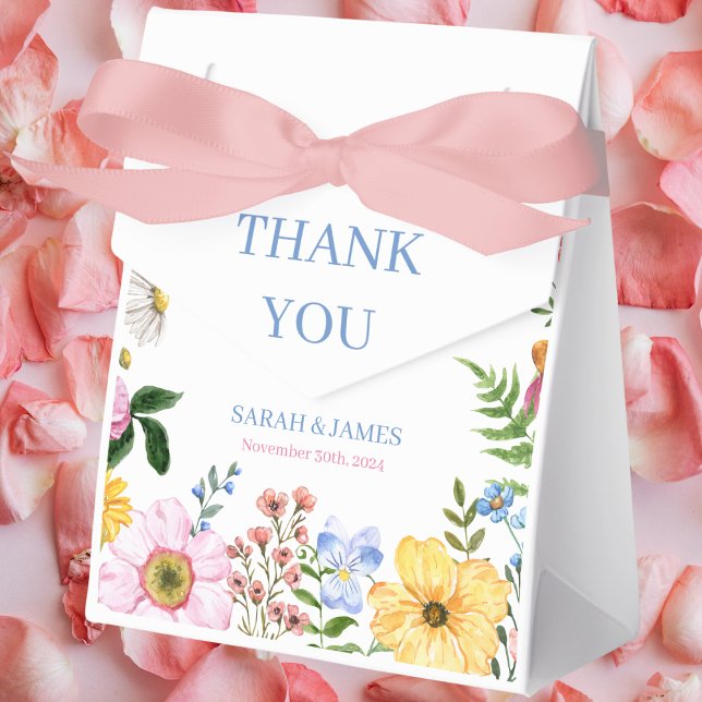 Delicate Floral Watercolor Wedding Favor Boxes (Creator Uploaded)