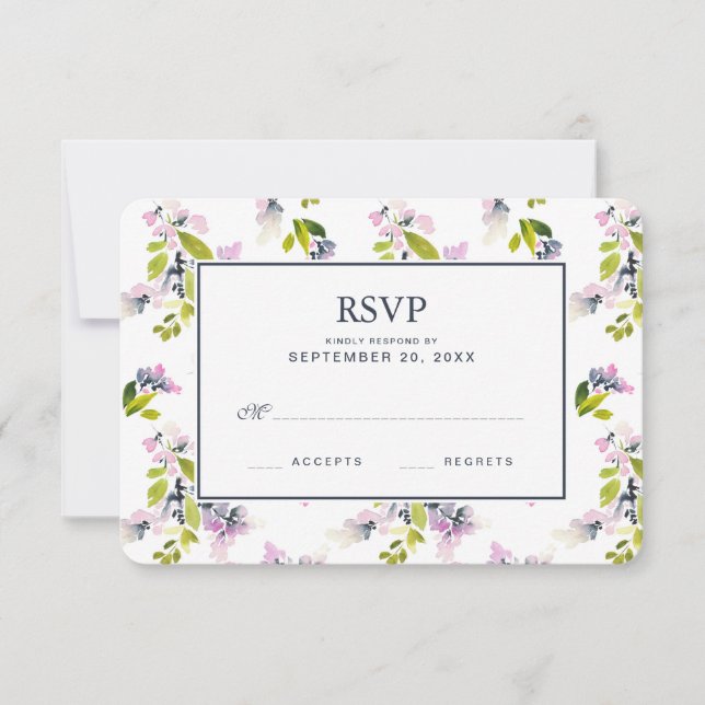 Delicate Floral Watercolor - Wedding RSVP (Front)