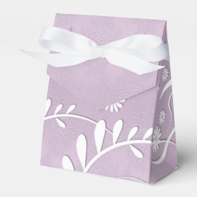 Delicate Floral Wedding Favor Box Lavender (Front Side)