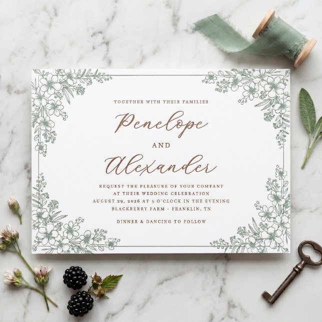 Delicate Floral Wedding Letterpress Invitation (Creator Uploaded)