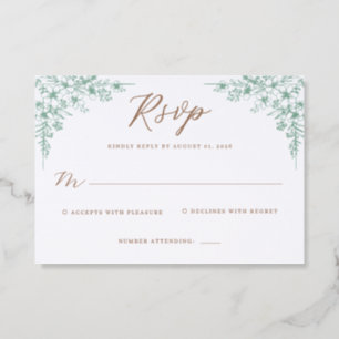 Delicate Floral Wedding Letterpress RSVP Cards