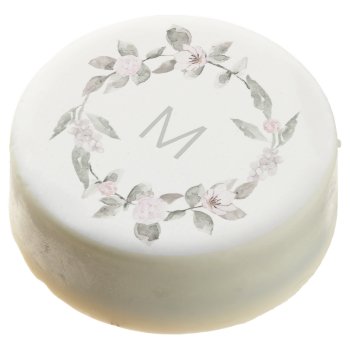 Delicate Floral Wedding Monogram Chocolate Covered Oreo by amoredesign at Zazzle