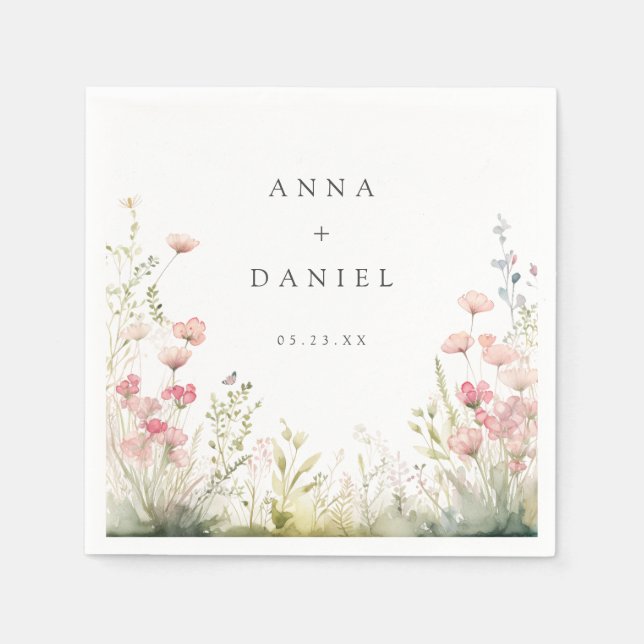 Delicate Floral Wedding Napkins (Front)