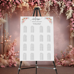 Delicate Floral Wedding Seating Chart Foam Board