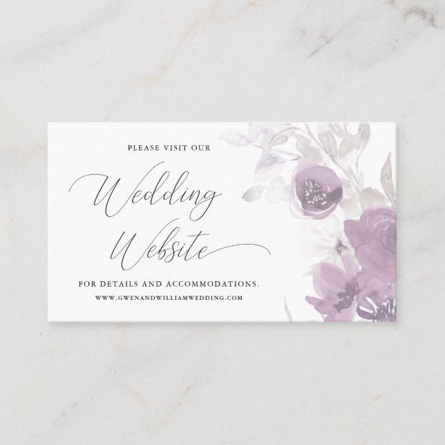 Delicate Floral Wedding Website Enclosure Card (Front)