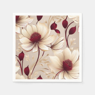 Delicate Floral With Burgundy Blooms Napkins